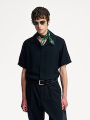 NN.07 Black Hank Camp Collar Textured Short Sleeve Shirt - Image 6 of 19