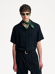 NN.07 Black Hank Camp Collar Textured Short Sleeve Shirt - Image 8 of 19