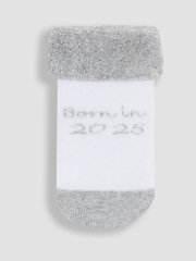 JoJo Maman Bébé White 2-Pack Born In 2025 Baby Socks - Image 3 of 3