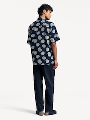NN.07 Blue Freddy Shell Pattern Jacquard Short Sleeve Shirt - Image 4 of 8