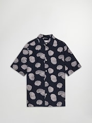 NN.07 Blue Freddy Shell Pattern Jacquard Short Sleeve Shirt - Image 5 of 8