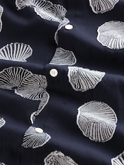 NN.07 Blue Freddy Shell Pattern Jacquard Short Sleeve Shirt - Image 6 of 8