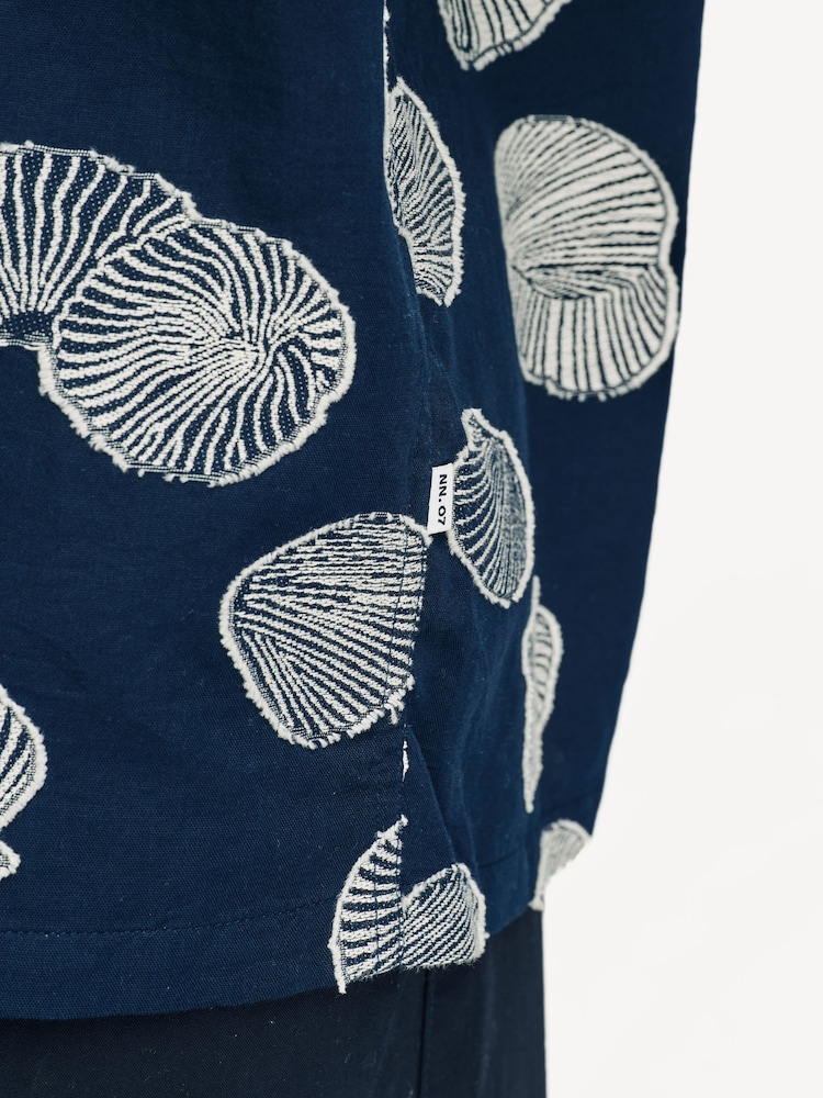 NN.07 Blue Freddy Shell Pattern Jacquard Short Sleeve Shirt - Image 8 of 8
