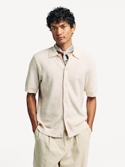 NN.07 Natural Nolan Button Through Knit Short Sleeve Shirt - Image 1 of 6