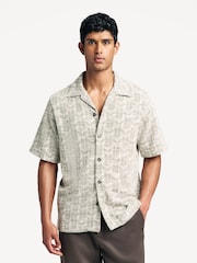 NN.07 Green Julio All Over Boucle Jacquard Short Sleeve Shirt - Image 1 of 7
