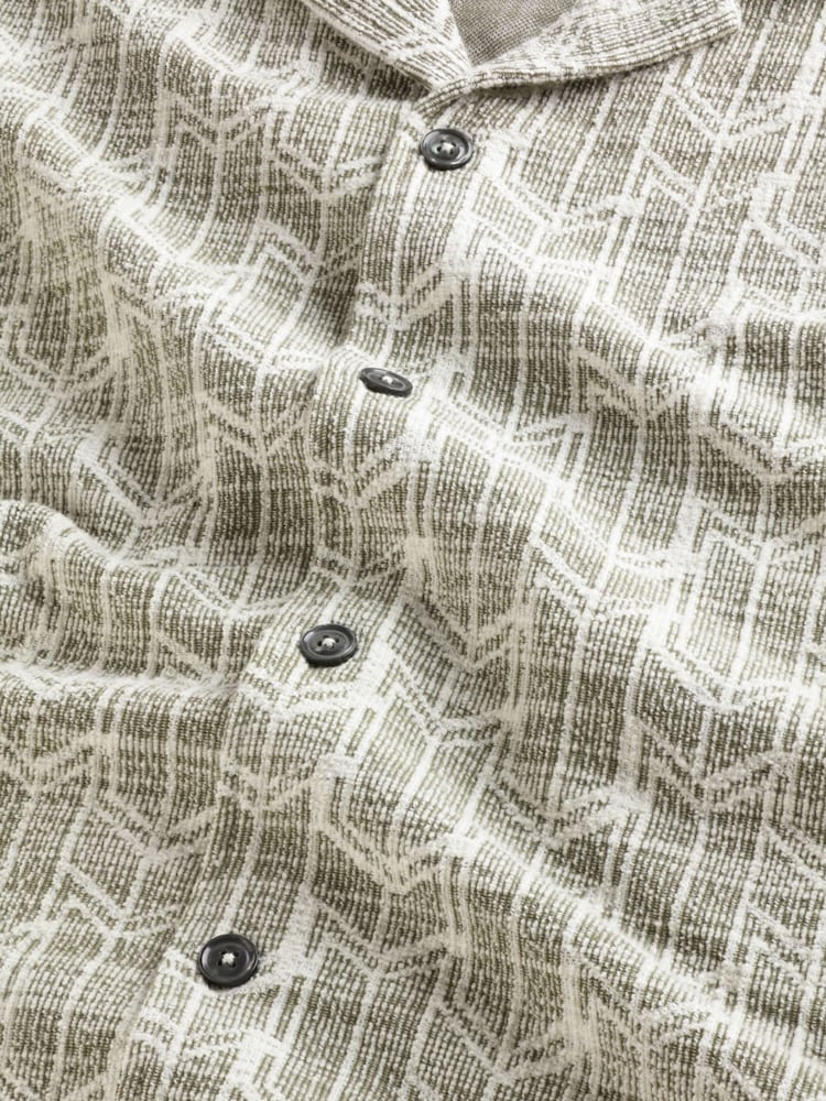 NN.07 Green Julio All Over Boucle Jacquard Short Sleeve Shirt - Image 7 of 7