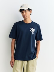 NN.07 Blue Pedro Embroidered Flower T-Shirt - Image 1 of 7