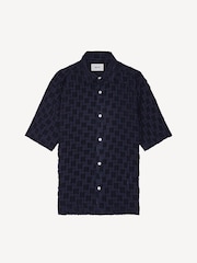 NN.07 Blue Freddy All Over Pattern Jacquard Short Sleeve Shirt - Image 2 of 4