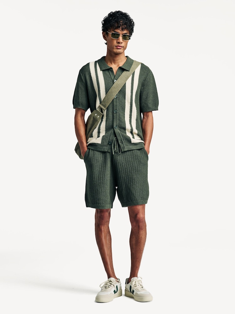 NN.07 Green Marc Textured Drawstrong Shorts - Image 1 of 6