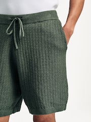 NN.07 Green Marc Textured Drawstrong Shorts - Image 4 of 6
