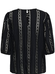 Kaffe KArandy Short Sleeve Cut-Out 100% Cotton Black Blouse - Image 6 of 6