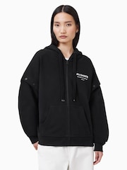 AllSaints Black 100% Organic Cotton Omnium Amphia Hoodie - Image 1 of 10
