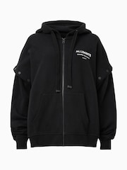 AllSaints Black 100% Organic Cotton Omnium Amphia Hoodie - Image 10 of 10