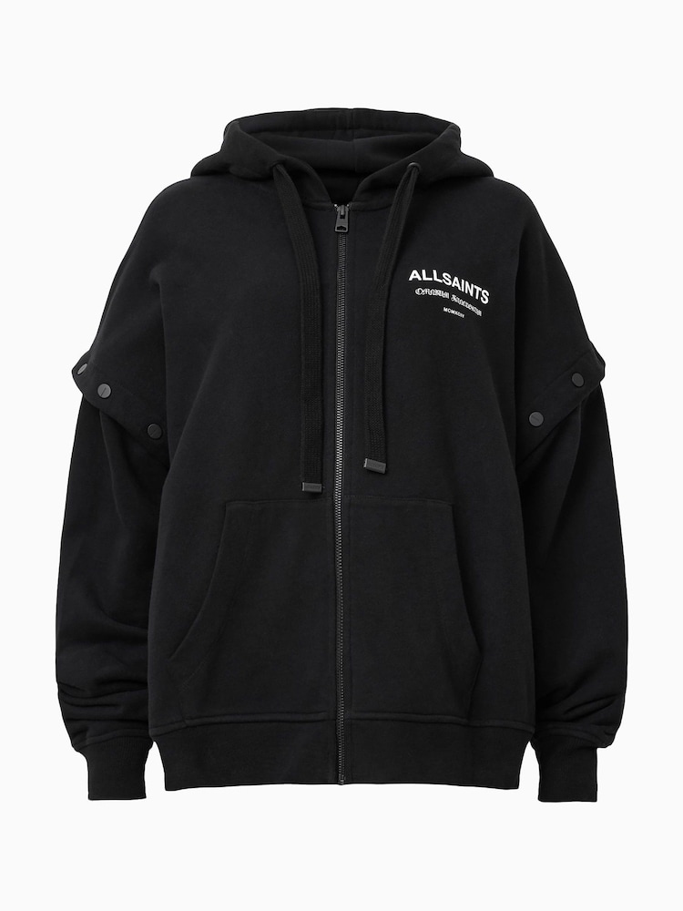 AllSaints Black 100% Organic Cotton Omnium Amphia Hoodie - Image 10 of 10