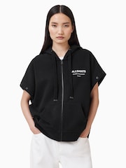 AllSaints Black 100% Organic Cotton Omnium Amphia Hoodie - Image 4 of 10