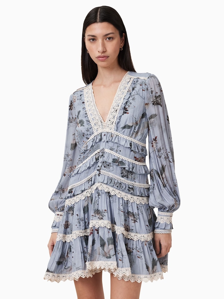 AllSaints Blue Zora Dress - Image 2 of 8