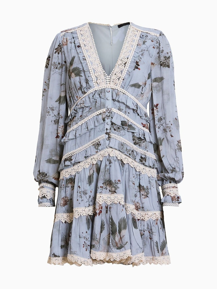 AllSaints Blue Zora Dress - Image 8 of 8