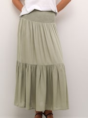 Kaffe Green KAmaxi High Waisted Smock Maxi Skirt - Image 1 of 6