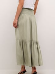 Kaffe Green KAmaxi High Waisted Smock Maxi Skirt - Image 2 of 6