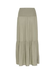 Kaffe Green KAmaxi High Waisted Smock Maxi Skirt - Image 6 of 6