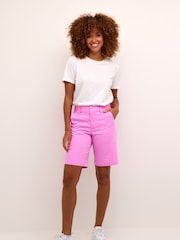 Kaffe Pink KAlea City High Waisted Long Shorts - Image 3 of 6