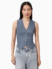 AllSaints Grey Cruz Waistcoat - Image 1 of 6