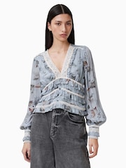 AllSaints Blue Zora Top - Image 1 of 6