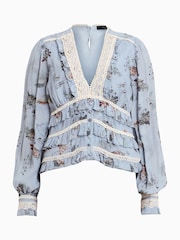 AllSaints Blue Zora Top - Image 6 of 6