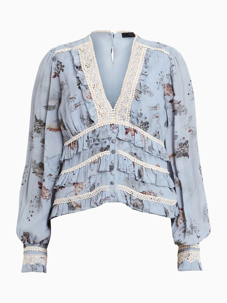 AllSaints Blue Zora Top - Image 6 of 6