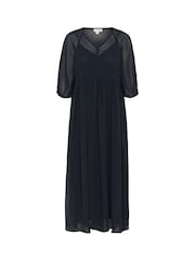 Soaked in Luxury Blue SLCammelie 3/4 Sleeve V-Neck Maxi Dress - Image 1 of 2