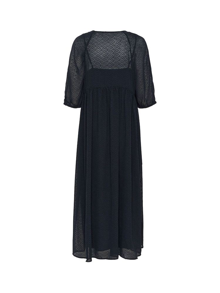 Soaked in Luxury Blue SLCammelie 3/4 Sleeve V-Neck Maxi Dress - Image 2 of 2