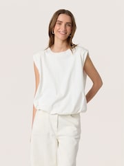 Soaked in Luxury 100% Cotton SLJina Sleeveless Balloon Tank White Top - Image 1 of 6