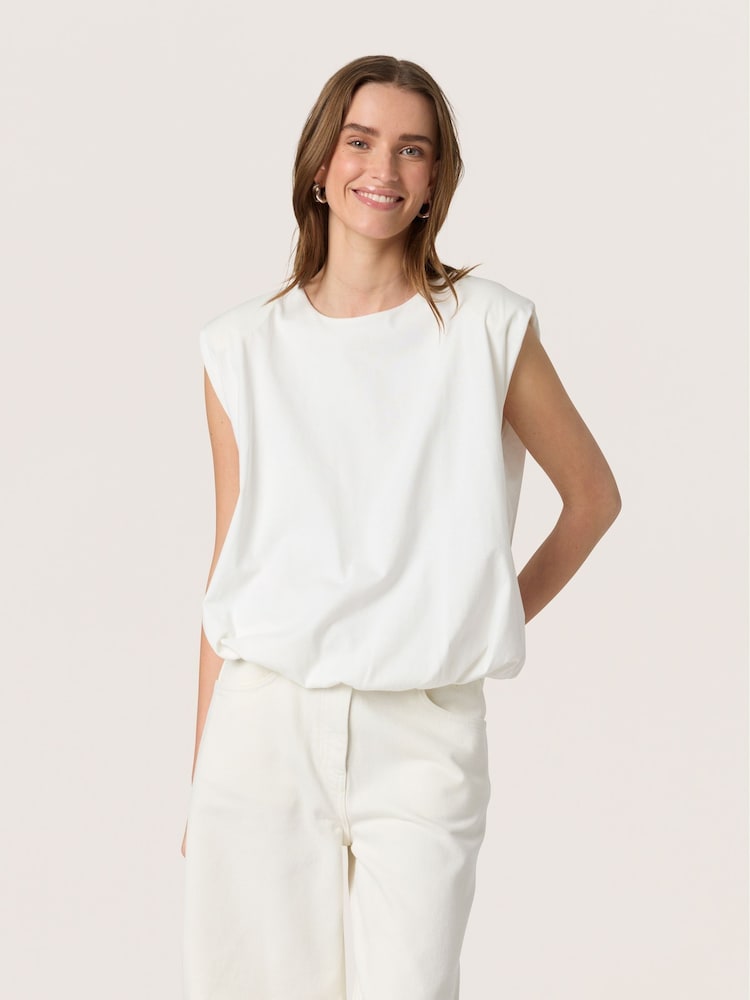 Soaked in Luxury 100% Cotton SLJina Sleeveless Balloon Tank White Top - Image 1 of 6