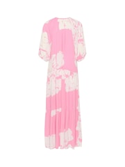 Soaked in Luxury Pink SLZaya Short Sleeve Flowy Maxi Dress - Image 2 of 2