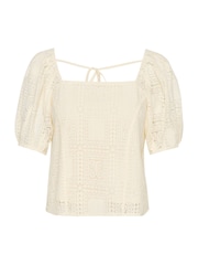 Soaked in Luxury SLCoopelia Short Sleeve White Blouse - Image 5 of 6