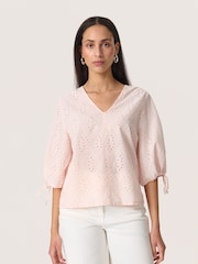 Soaked in Luxury Pink SLJoella V-Neck Blouse - Image 1 of 6