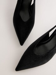 Black Velvet Forever Comfort® Point Toe Low Slingback Kitten Heels - Image 3 of 5