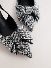 Black Heatseal Forever Comfort® Point Toe Bow Slingback Heels - Image 13 of 14