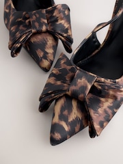 Leopard Satin Forever Comfort® Point Toe Bow Slingback Heels - Image 12 of 13