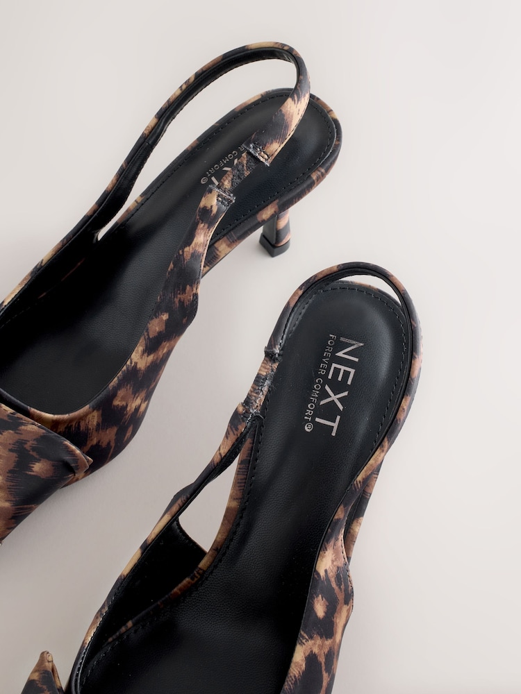 Leopard Satin Forever Comfort® Point Toe Bow Slingback Heels - Image 12 of 12 Leopard Satin Forever Comfort® Point Toe Bow Slingback Heels - Image 12 of 12