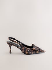 Leopard Satin Forever Comfort® Point Toe Bow Slingback Heels - Image 7 of 11