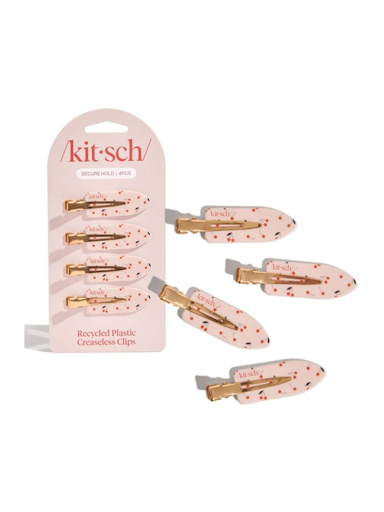 Kitsch Cherry Print Creaseless Clips 4 Piece Set - Image 1 of 5