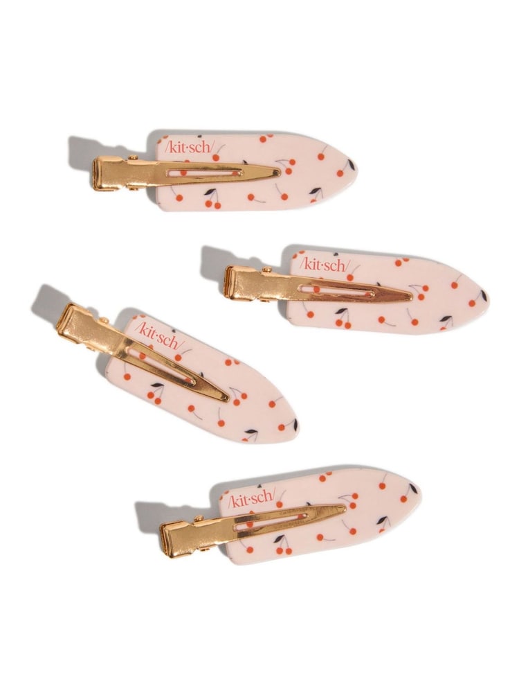 Kitsch Cherry Print Creaseless Clips 4 Piece Set - Image 2 of 5