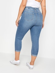 Yours Curve Light Blue Grace Cropped Turn Up Jeggings - Image 3 of 5