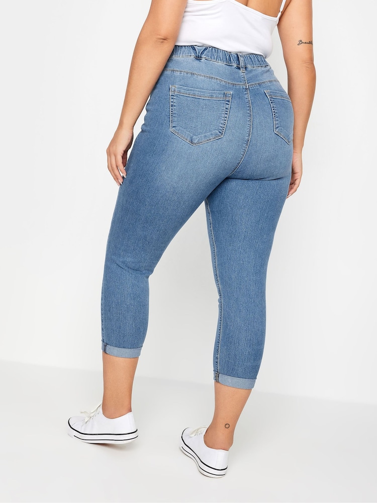 Yours Curve Light Blue Grace Cropped Turn Up Jeggings - Image 3 of 5