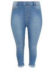 Yours Curve Light Blue Grace Cropped Turn Up Jeggings - Image 5 of 5