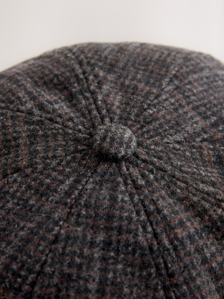 Dark Grey Check Baker Boy Hat - Image 6 of 6