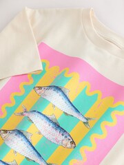 Ecru/Pink Sardine Oversized Graphic Print T-Shirt (3-16yrs) - Image 6 of 6