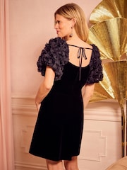 Love & Roses Black Rose Velvet Mini Dress - Image 4 of 4