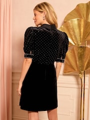 Love & Roses Black Velvet Embellished Mini Dress - Image 4 of 4